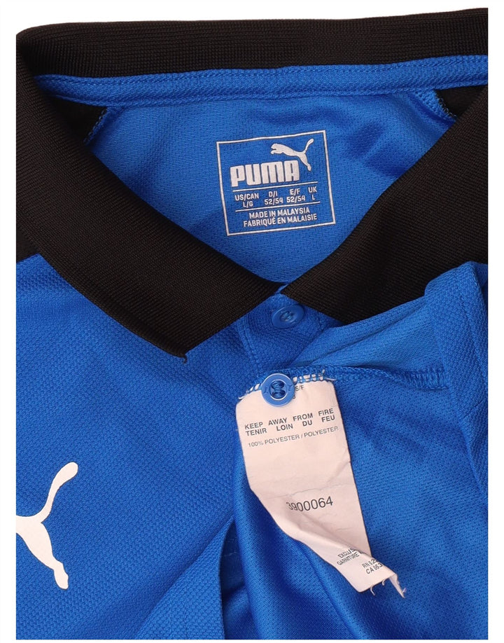 Tricou polo grafic pentru bărbați PUMA, mare, albastru, poliester color bloc