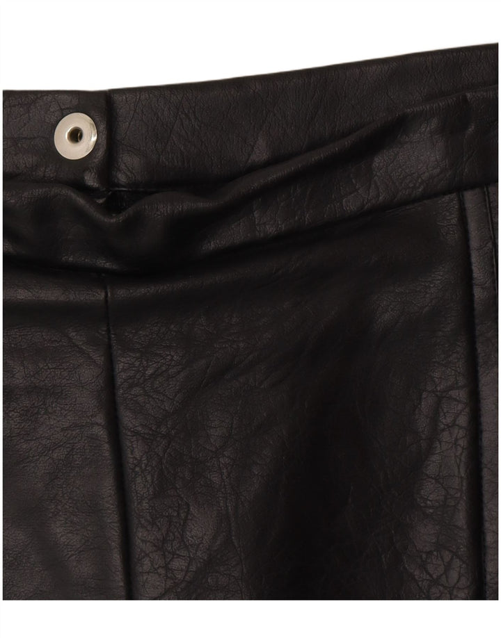 VINTAGE Womens Leather Skirt W28 Medium Black Leather