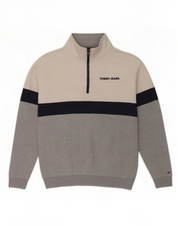 Tommy Hilfiger Мужской джемпер свободного кроя, средний белый с цветными блоками