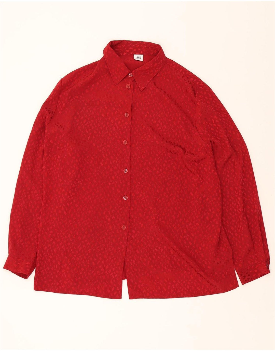 LUCIA Womens Shirt Blouse EU 48 2XL Burgundy Spotted Polyester Vintage Lucia and Second-Hand Lucia from Messina Hembry 