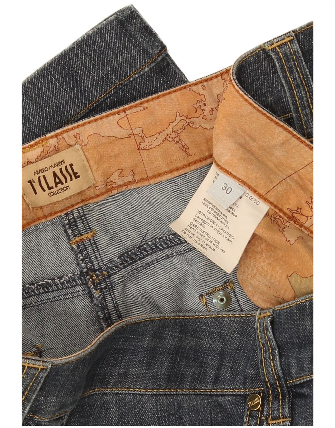 ALVIERO MARTINI Womens Straight Jeans W30 L29 Navy Blue Cotton