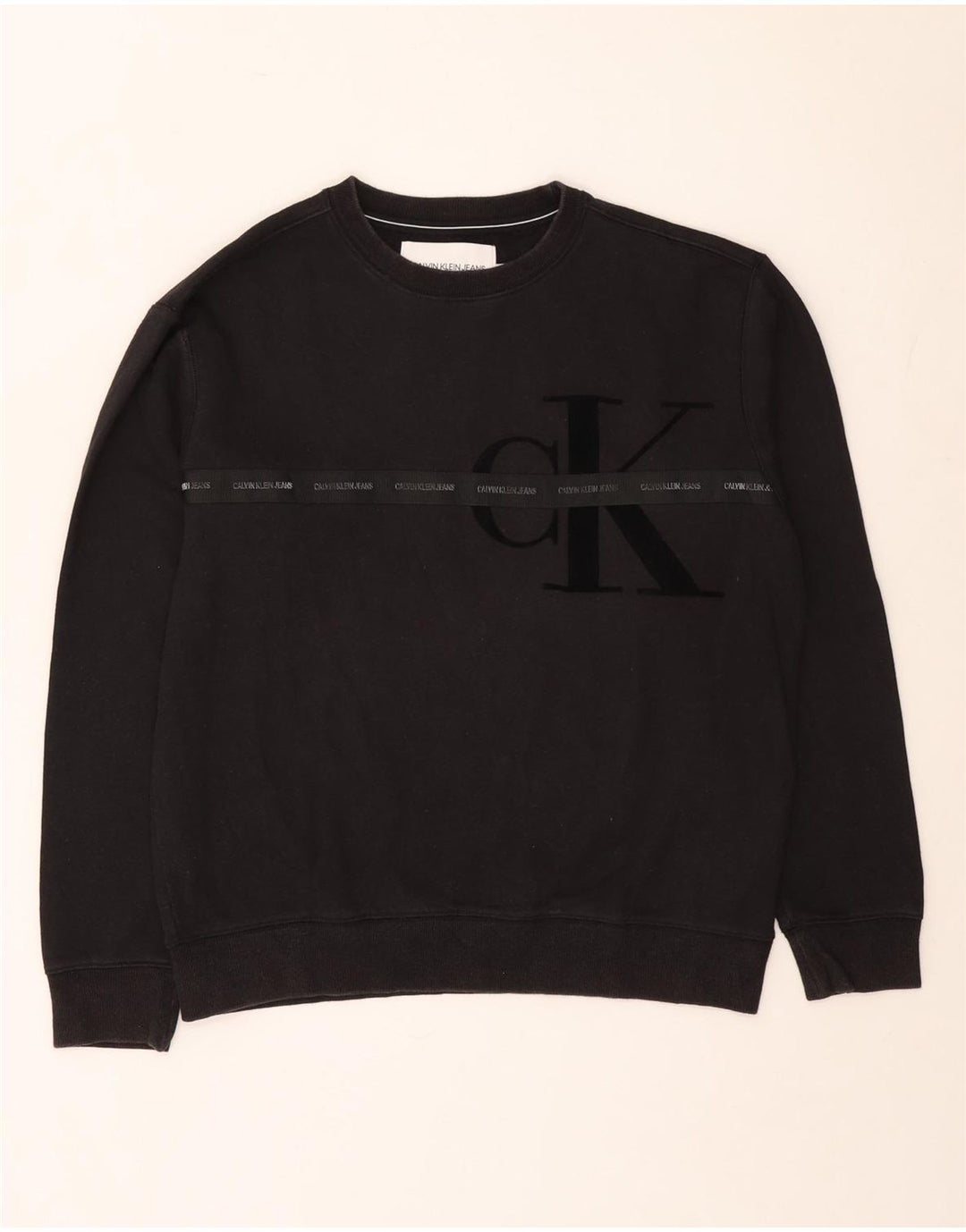 Calvin Klein Mens Graphic Sweatshirt Jumper Medium Black Cotton
