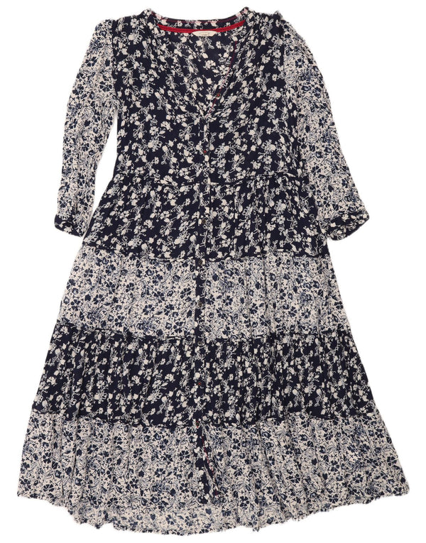 Robe Maxi à Volants White Stuff Femme UK 44 Grande Viscose Florale Bleu Marine