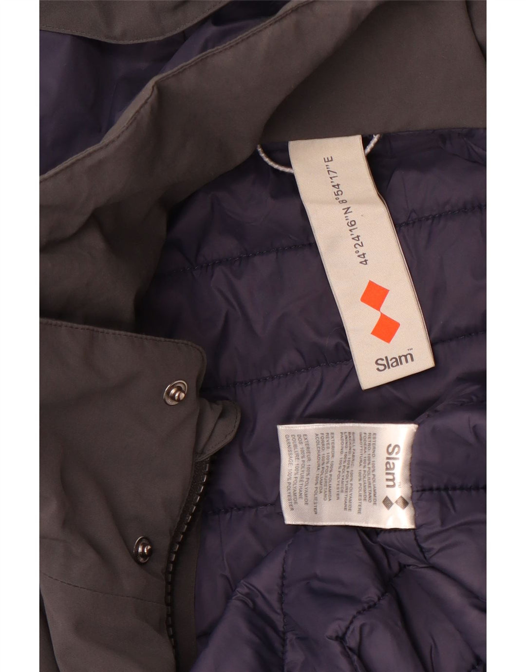 Slam Herren-Jacke mit Kapuze, gepolstert, UK 42, XL, Grau, Polyamid