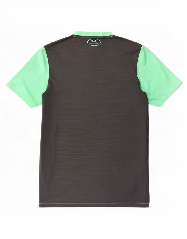 Under Armour Mens Heat Gear T-Shirt Top Small Green Colourblock Polyester
