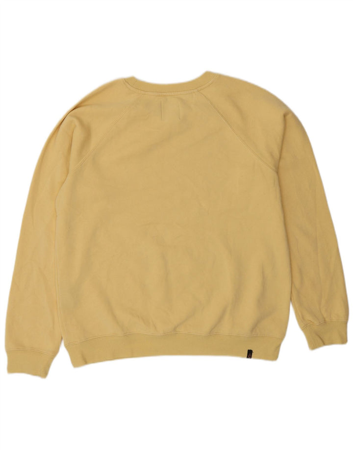 VOLCOM Womens Graphic Sweatshirt Jumper UK 14 Medium Yellow Cotton