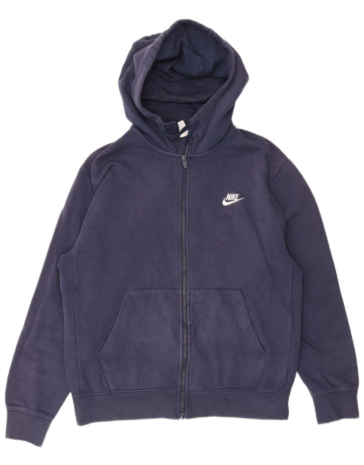 Maglione con cappuccio e zip da uomo NIKE in cotone blu navy medio