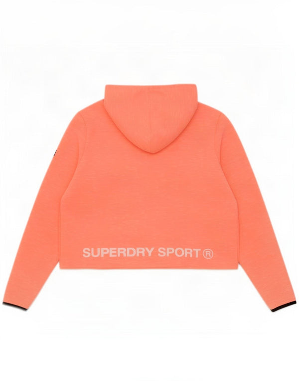 Maglione con cappuccio grafico da donna corto Superdry UK 14 grande arancione screziato