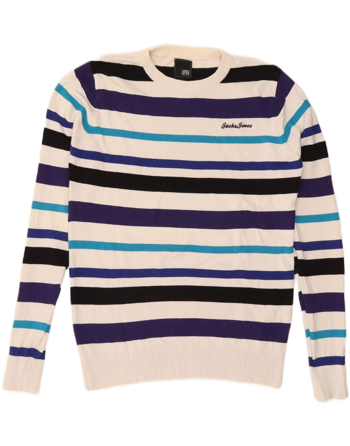 Jack & Jones Mens Crew Neck Jumper Sweater Small Multicoloured Striped