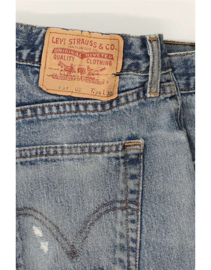 Levi's Uomo 751 Pantaloncini di jeans invecchiati W34 Large Blu