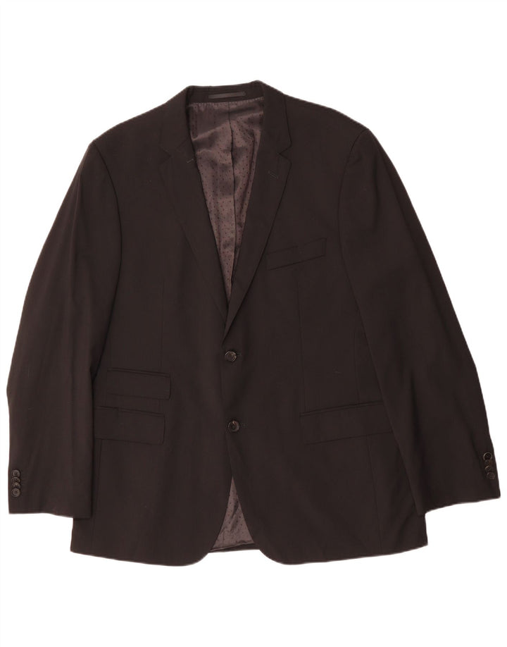 HUGO BOSS Mens 2 Button Blazer Jacket EU 52 XL Black Viscose