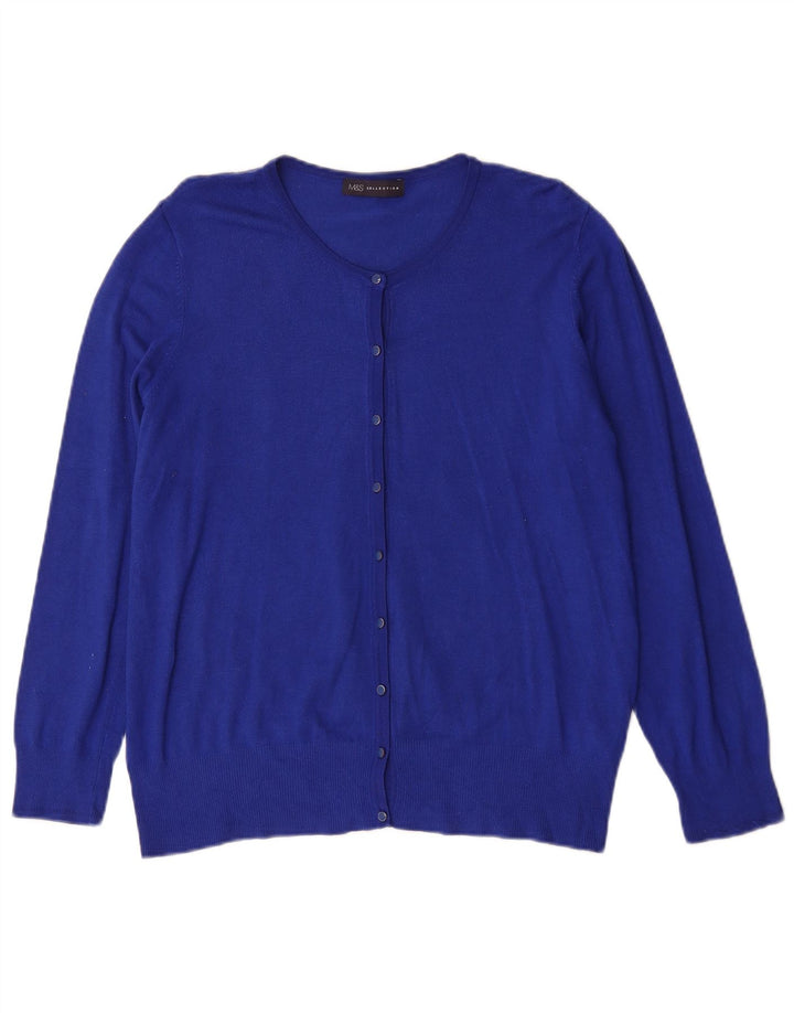 Marks & Spencer Dame Cardigan Sweater UK 16 Large Blue Viscose
