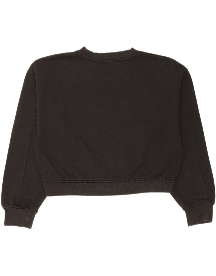 Zara Womens Crop Sweatshirt Jumper UK 14 Medium Black Cotton