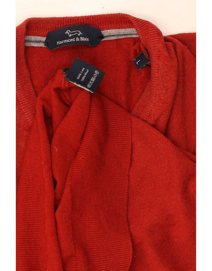 Harmont & Blaine Herre V-hals sweater Stor rød uld