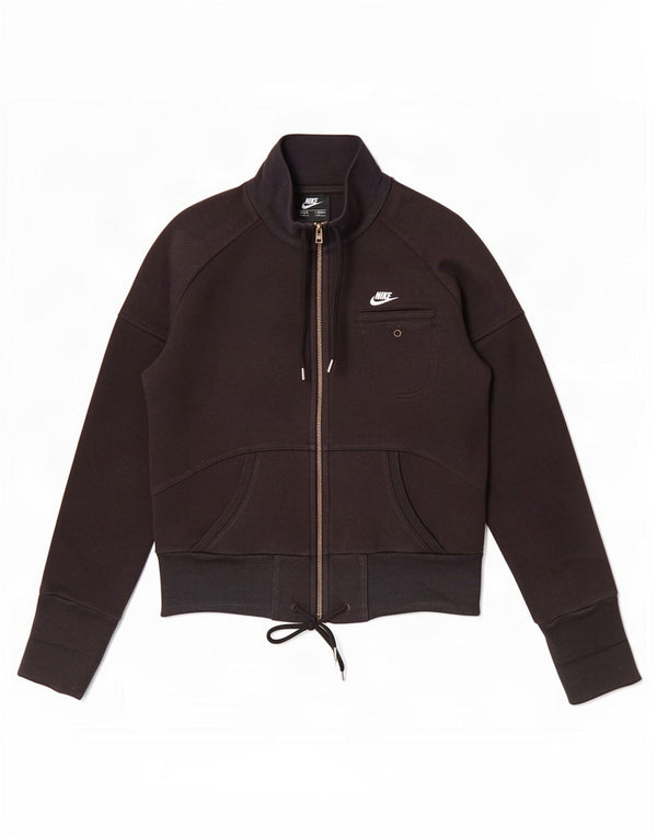 Nike Womens Tracksuit Top Jacket UK 8/10 Pequeno Algodão Preto