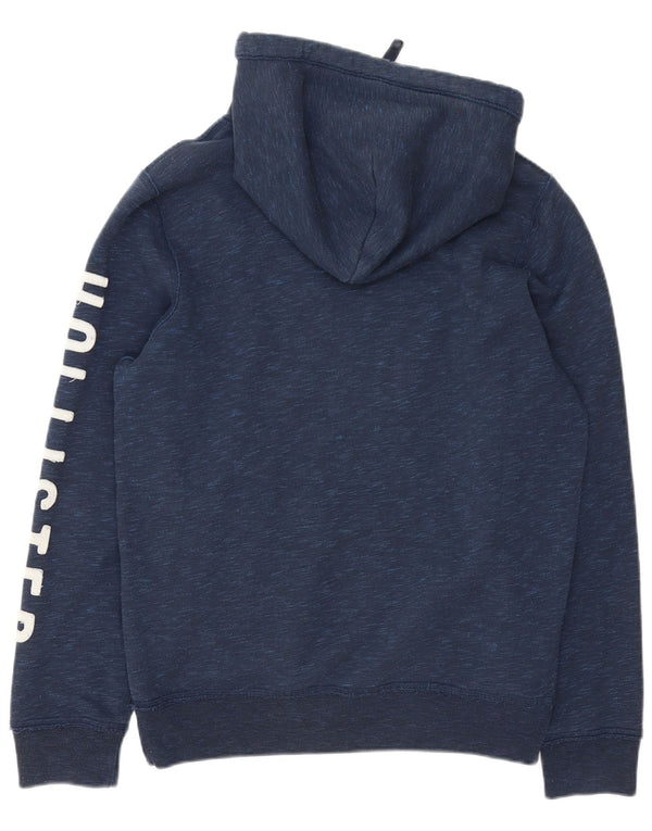 Maglione con cappuccio grafico da uomo Hollister Large in cotone chiazzato blu navy