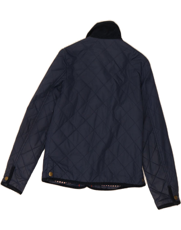 JACK WILLS Womens Quilted Jacket UK 8 Small Navy Blue Nylon