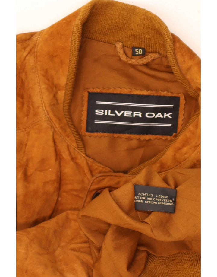 Vintage Ανδρικό Suede Bomber Jacket IT 50 Large Brown Δερμάτινο