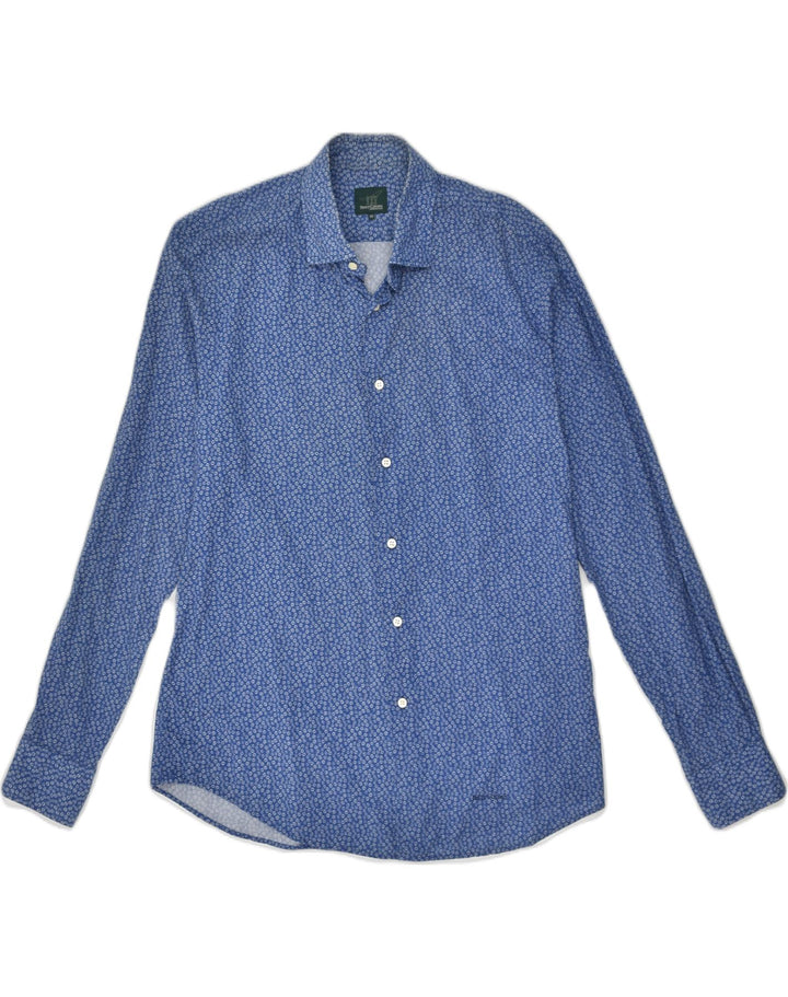 HENRY COTTONS Mens Shirt Size 40 Medium Blue Floral Cotton | Vintage Henry Cottons | Thrift | Second-Hand Henry Cottons | Used Clothing | Messina Hembry 