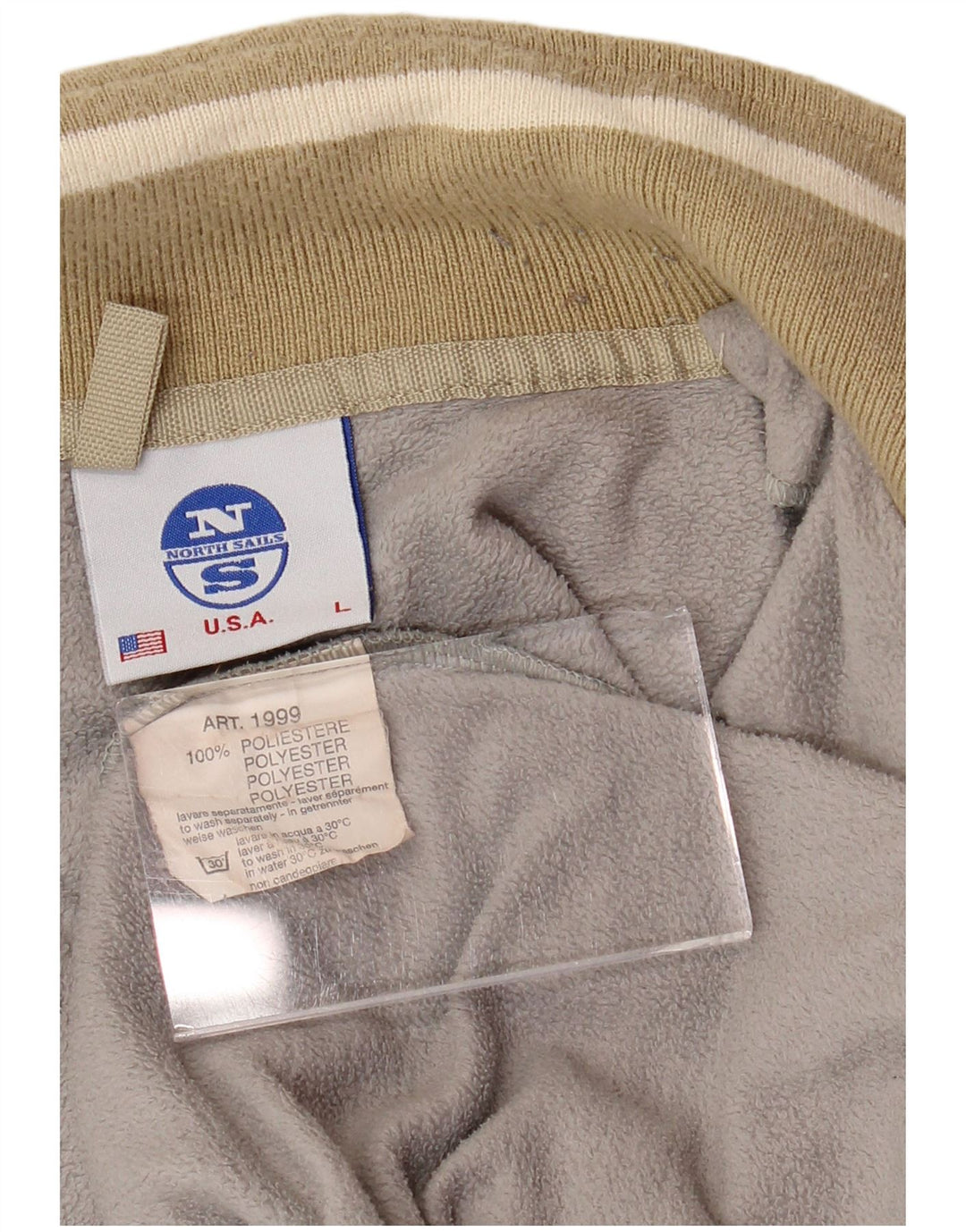 NORTH SAILS Mens Zip Neck Fleece Jumper Large Grey Polyester