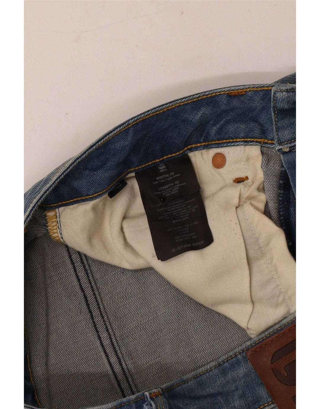 G-Star Mens 3301 Straight Jeans W33 L32 Blue Cotton