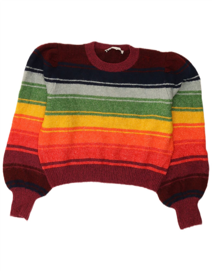 Zara Womens Crew Neck Jumper Sweater UK 14 Medium Multicoloured Striped
