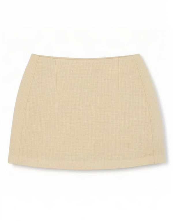 Topshop Womens Knit Mini Skirt UK 12 Medium W28 Beige Wool