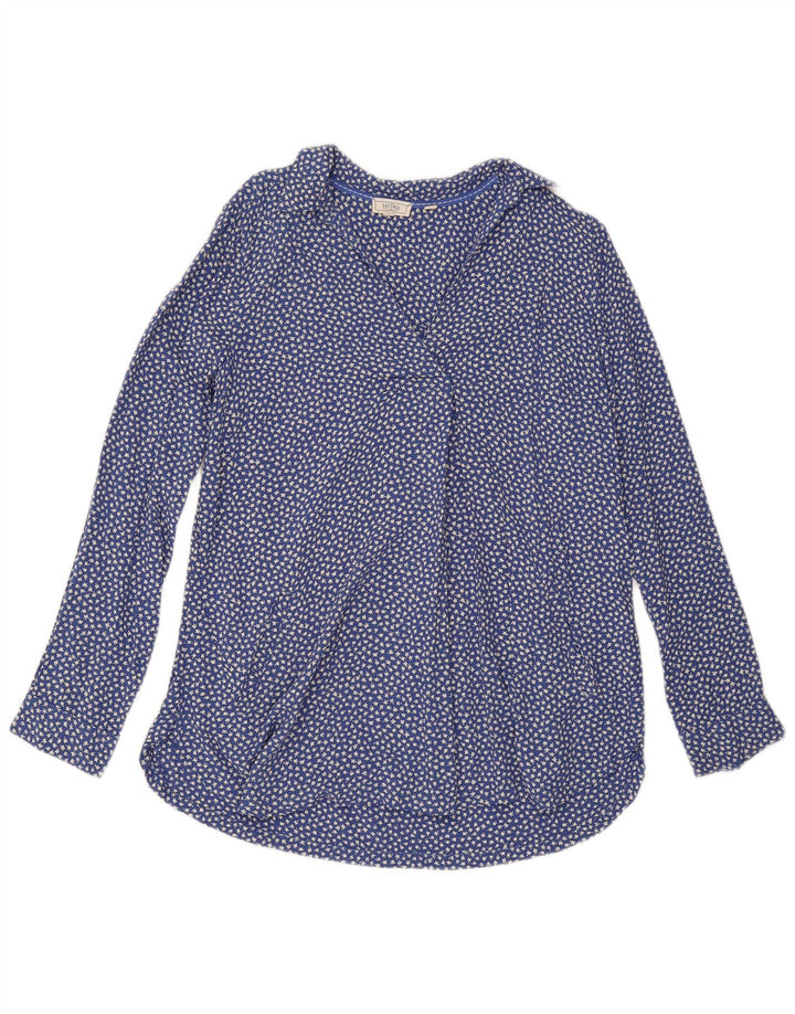 Fat Face Womens Pullover Shirt UK 12 Medium Blue Floral Viscose