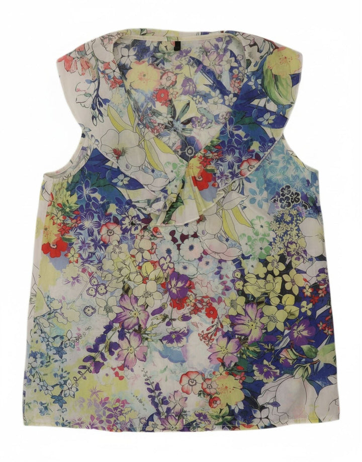 BENETTON Womens Sleeveless Blouse Top UK 14 Medium Multicoloured Floral