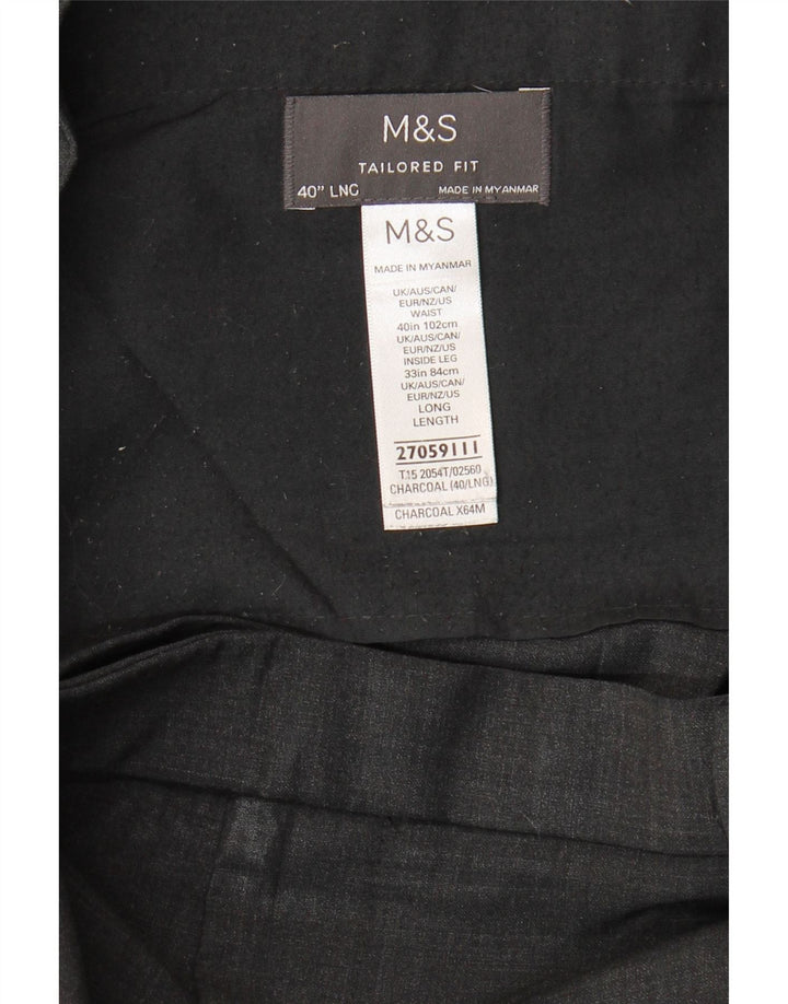 Marks & Spencer Mens Tailored Fit Slim Suit Trousers W40 L33 Grey Wool