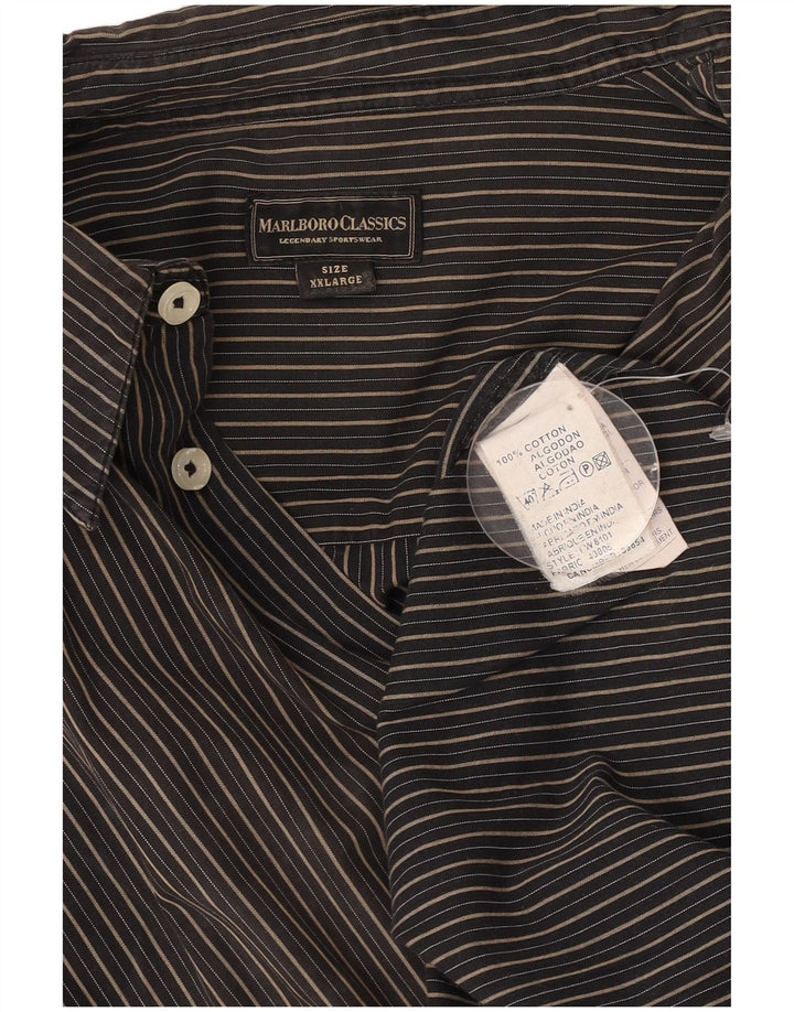 Marlboro Classics Mens Shirt 2XL Black Striped Cotton