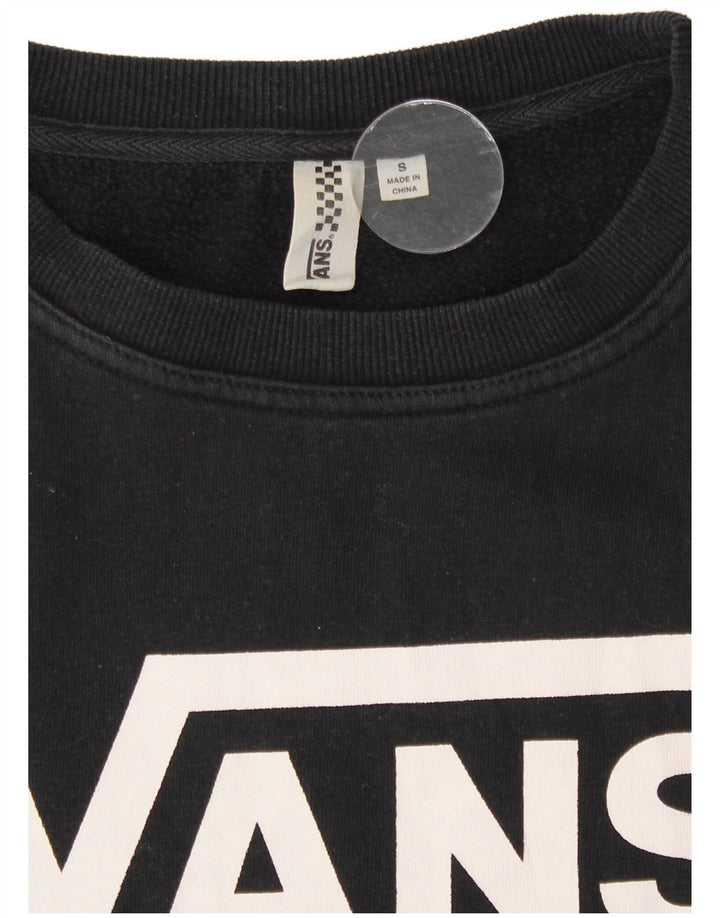 Felpa con grafica da donna Vans, maglione piccolo, cotone geometrico nero