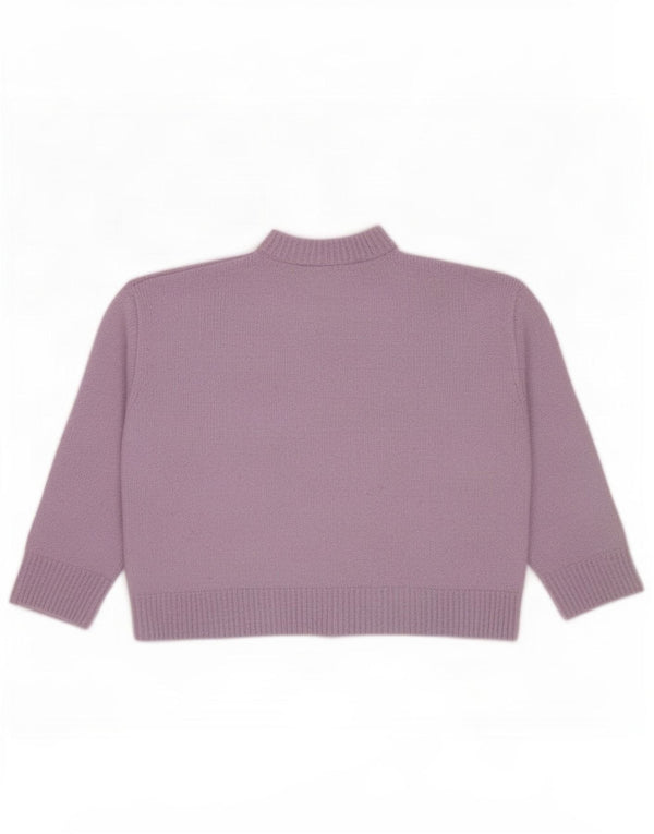 Zara Womens Crop Turtle Neck Jumper Sweater UK 16 Large Purple Polyester