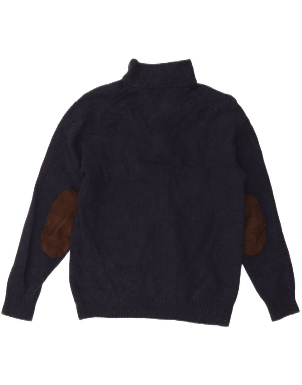 Barbour Herre Zip Neck Jumper Sweater Large Navy Blue Uld