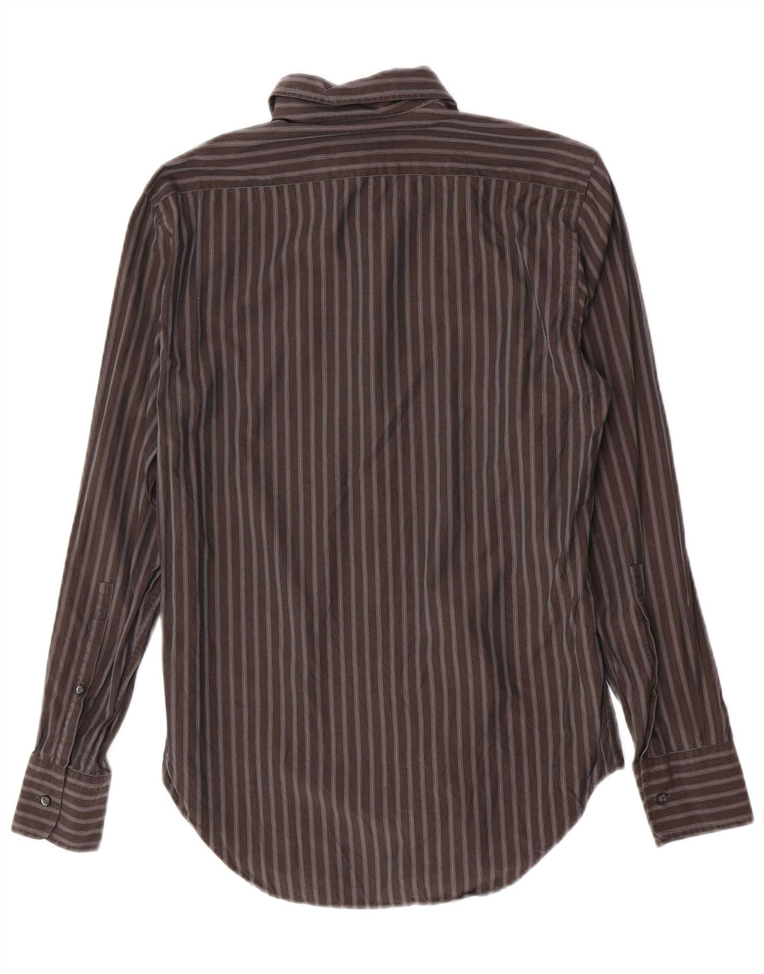 Trussardi Mens Shirt Size 39 15 1/2 Medium Grey Striped Cotton