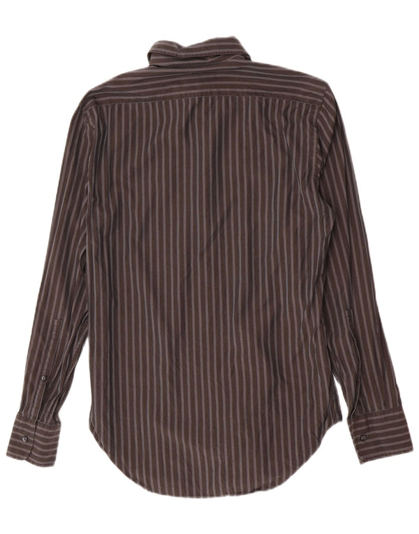 Camicia Trussardi Uomo Taglia 39 15 1/2 Cotone Rigato Grigio Medio