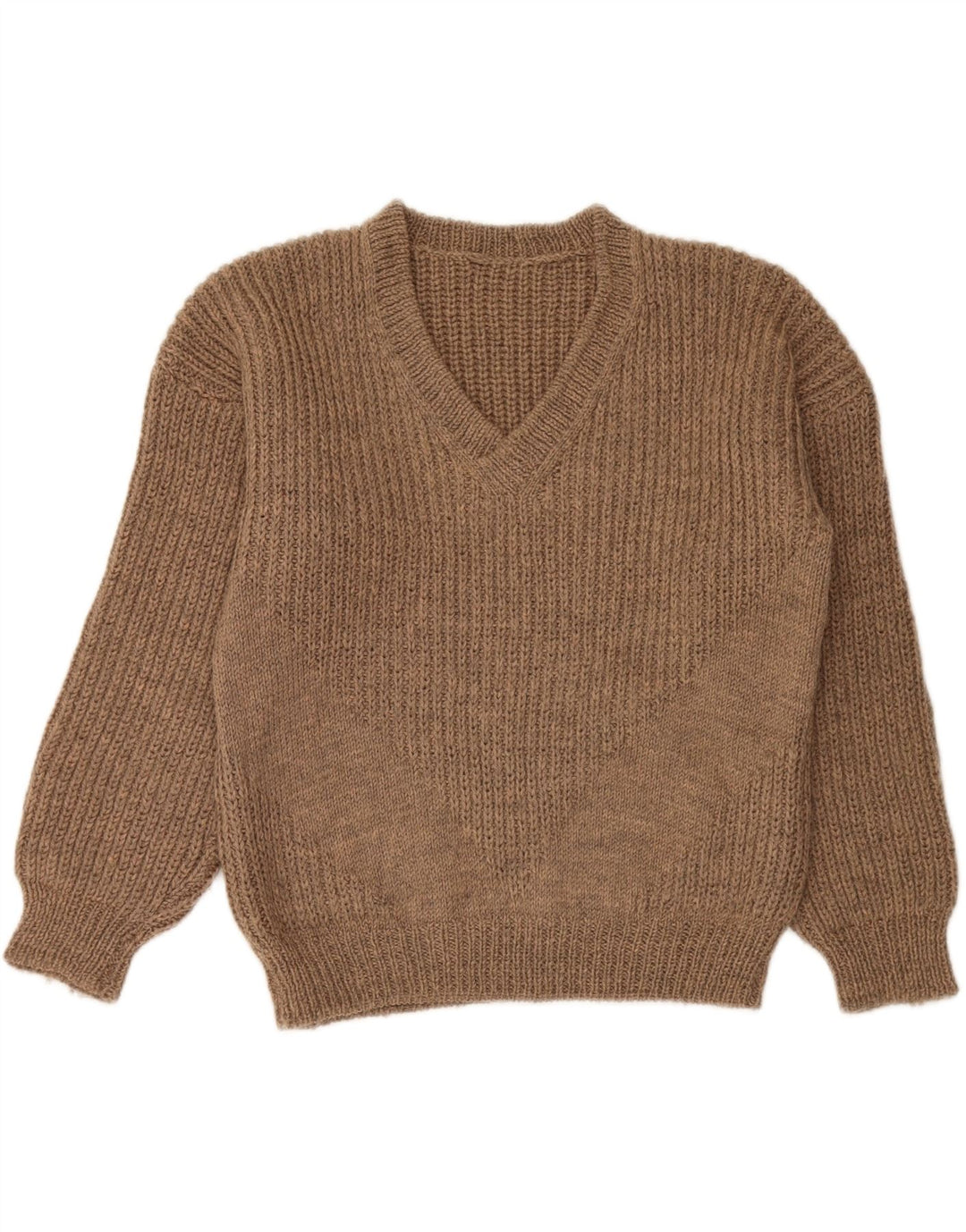 VINTAGE Mens V-Neck Jumper Sweater Medium Brown
