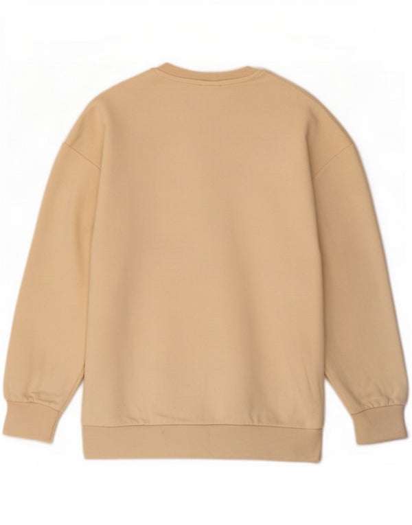 Felpa con grafica Zara da donna, maglione UK 10, piccola, cotone beige