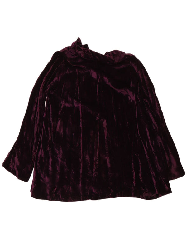 Vintage Damen Langarm-Samt-Tunikakleid UK 12 Medium Purple