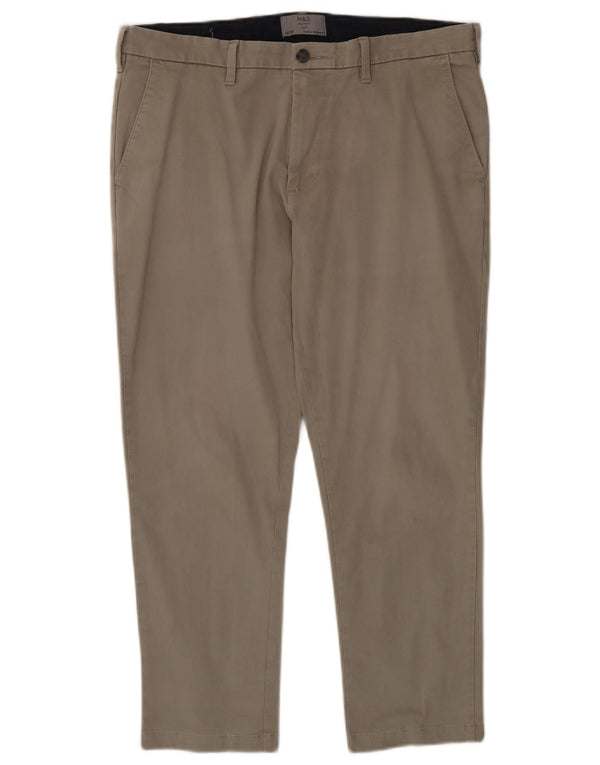 Marks & Spencer Herre Slim Fit Chino Bukser W36 L26 Beige Bomuld