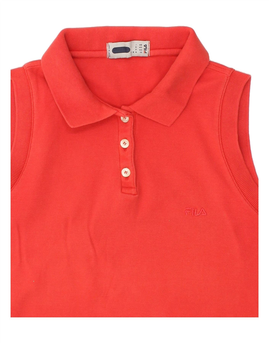 FILA Womens Sleeveless Polo Shirt IT 48 XL Red Vintage Fila and Second-Hand Fila from Messina Hembry 