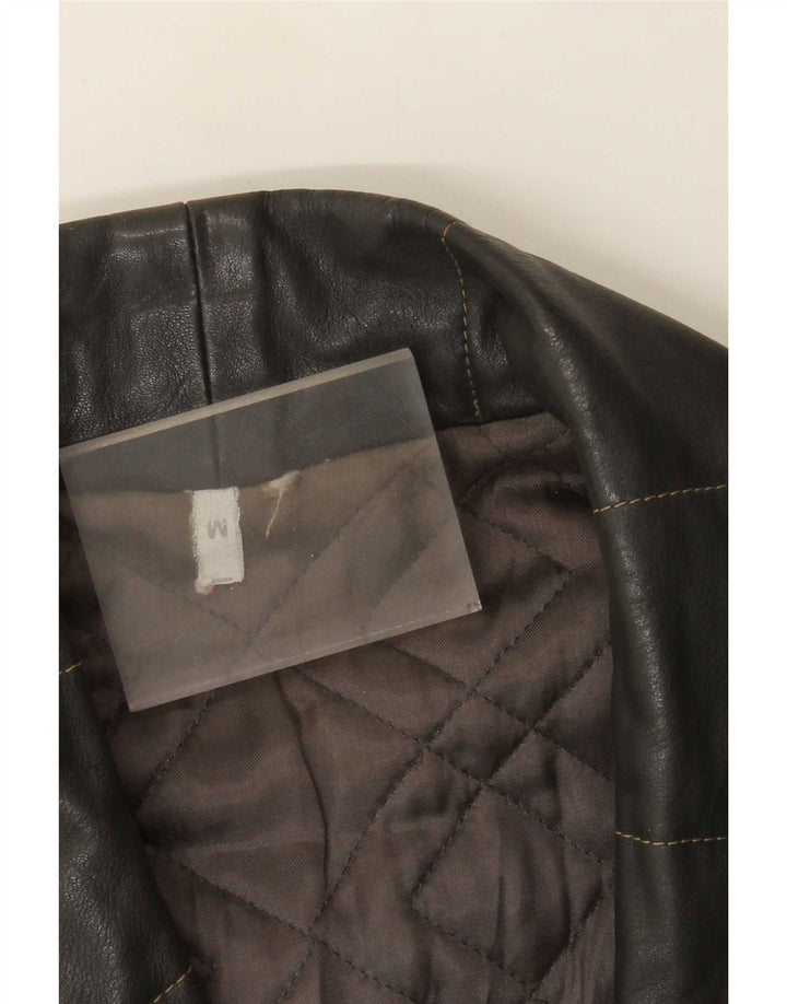 Vintage Mens Loose Fit Leather Jacket UK 38 Medium Grey