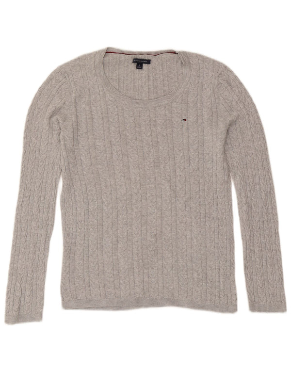 Tommy Hilfiger Womens Boat Neck Jumper Sweater UK 12 Medium Grey Flecked