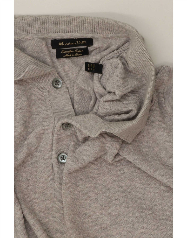 Massimo Dutti Mens Polo Neck Jumper Sweater XL Grey Cotton
