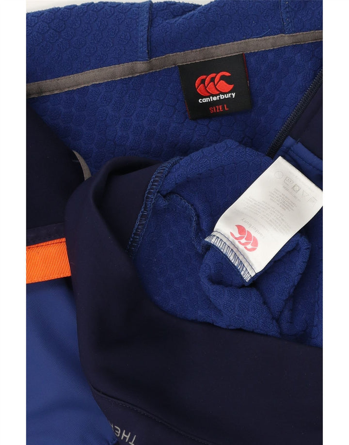 Canterbury Mens Zip Hoodie Sweater Large Navy Blue Colourblock Polyester