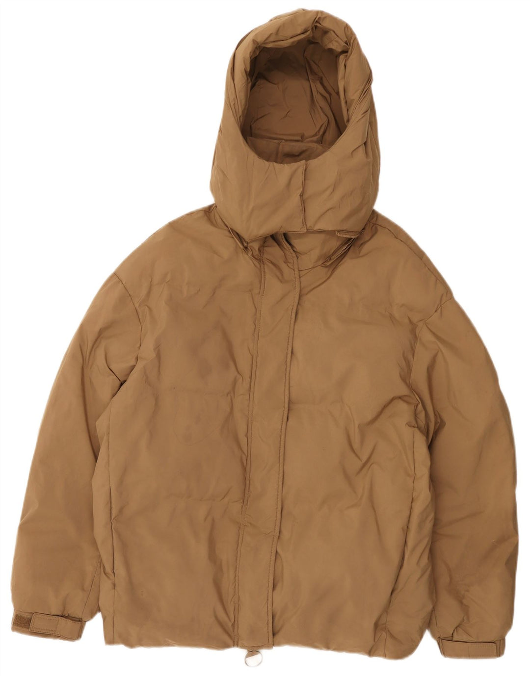 Zara Veste matelassée surdimensionnée pour femme UK 10 Petit polyester beige