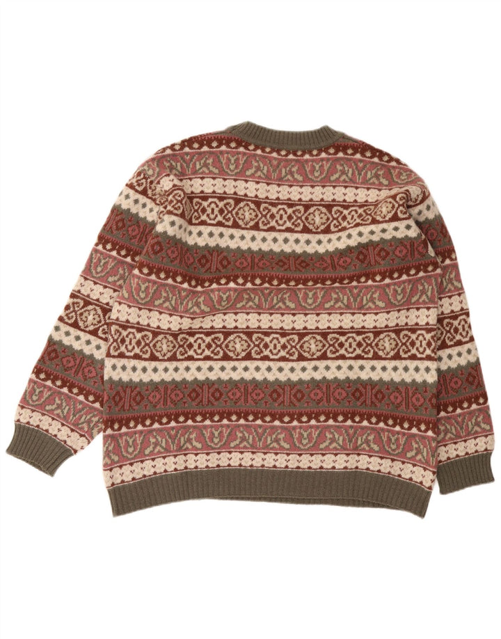 Sisley Mens Crew Neck Jumper Sweater XL Multicoloured Fair Isle