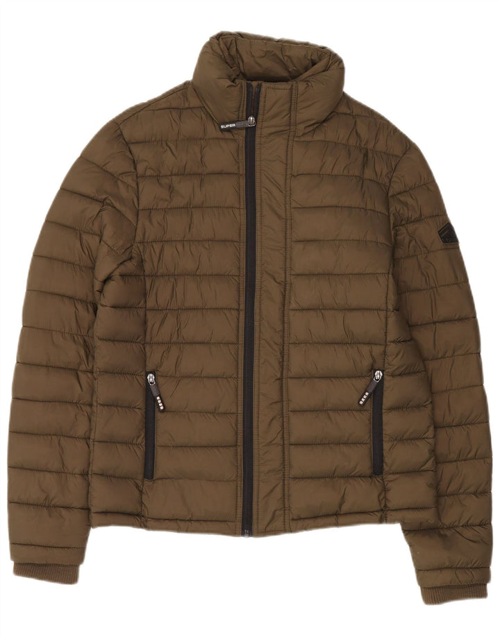 Superdry Mens Padded Jacket UK 38 Medium Khaki Nylon