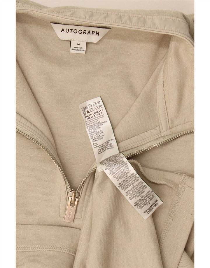Marks & Spencer Top da uomo con cerniera 1/4 a maniche lunghe in cotone beige medio
