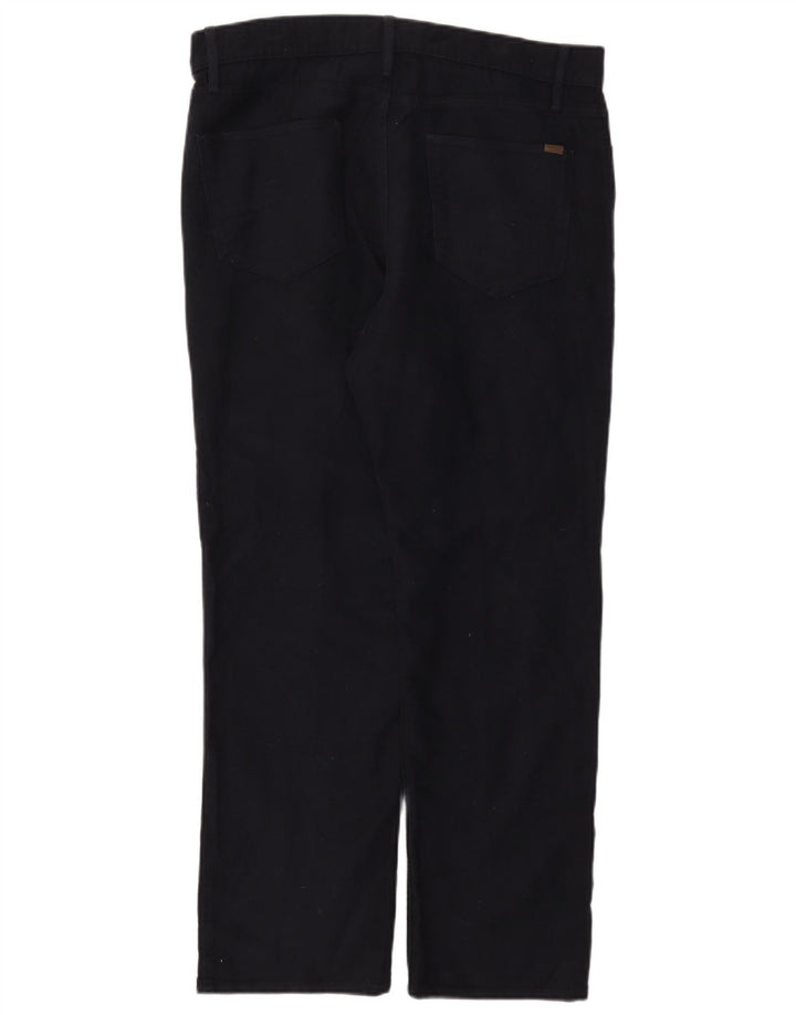 Marks & Spencer Mens Regular Straight Casual Trousers W34 L29 Navy Blue